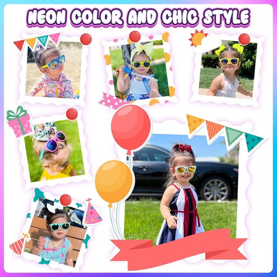 24 stuks kinderzonnebrillen - UV400 - neon kleuren - feest — afbeelding 4