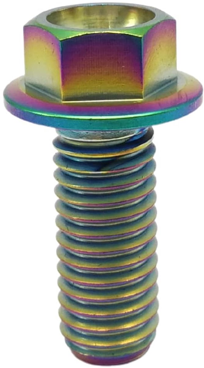 Titanium bouten M6x1x16mm - TC4 flensbout - iriserend titanium - ideaal voor motor- en auto-aanpassingen - ShopVlot