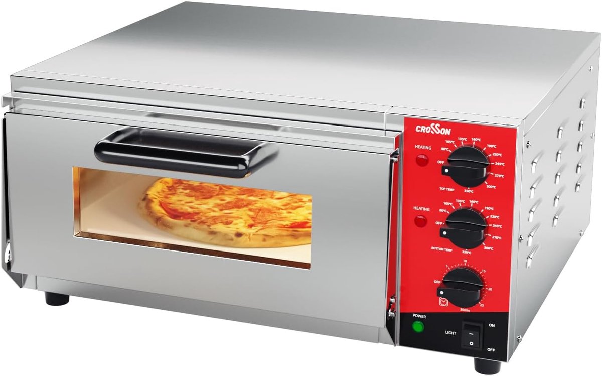 Pizzaoven 16 Inch - RVS met baksteen - Professioneel - Geschikt voor restaurants - ShopVlot