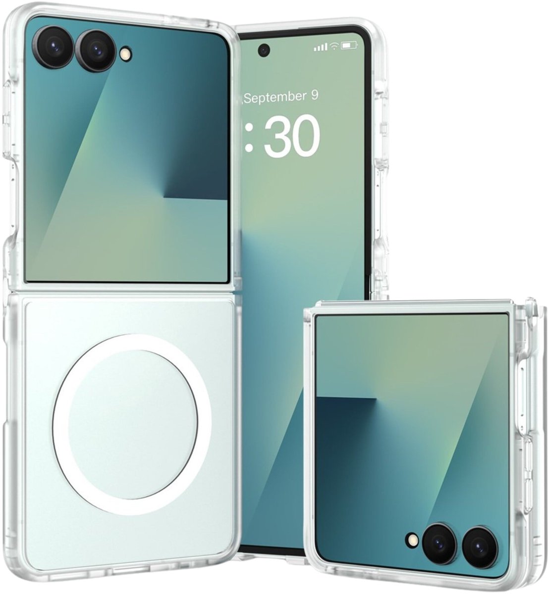 Casety Geschikt voor Samsung Galaxy Z Flip 8 slank backcover hoesje met magnetisch ondersteuning - Transparant