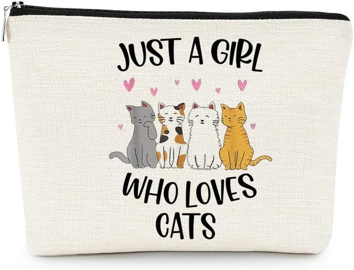 Make-up tas voor vrouwen - schattig kattenpatroon - hoogwaardige stof - perfect voor kattenliefhebbers - ShopVlot