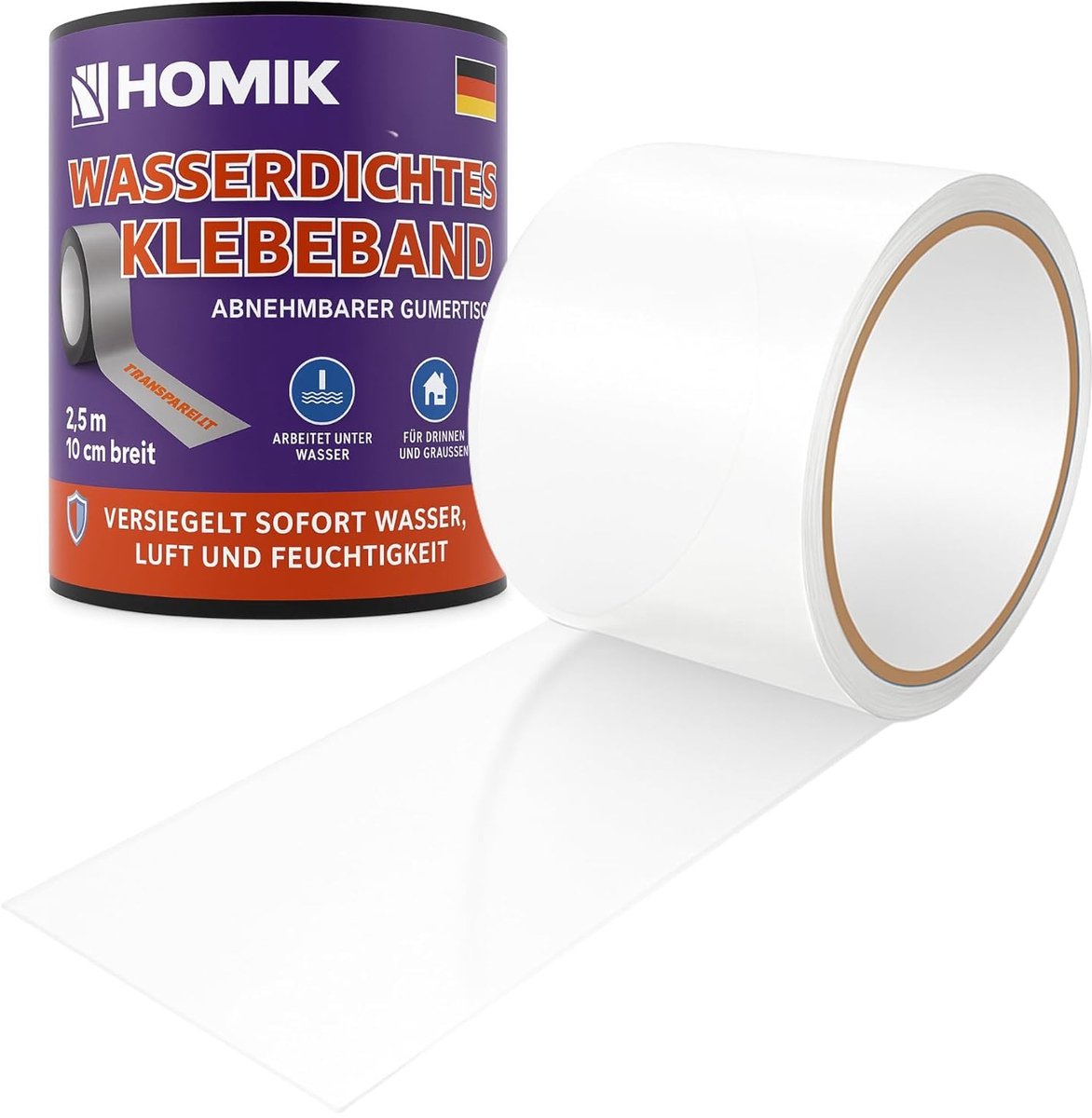 Waterdichte tape 10cm x 2.5m - extreem sterk - UV-bestendig - ideaal voor buiten- en binnenreparaties - ShopVlot