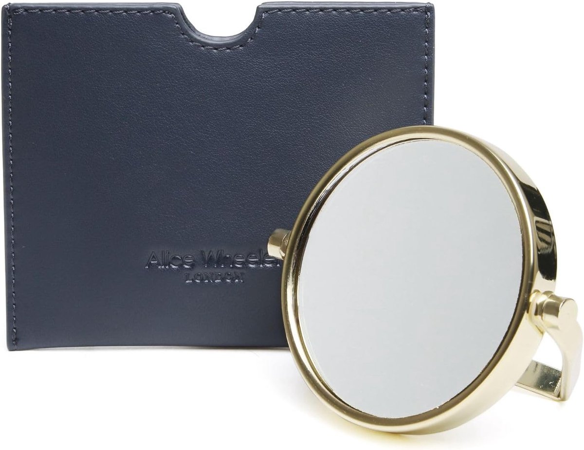Pocketspiegel 7,5 cm - Dubbele vergroting - Vegan leren tas - Perfect voor make-up - ShopVlot