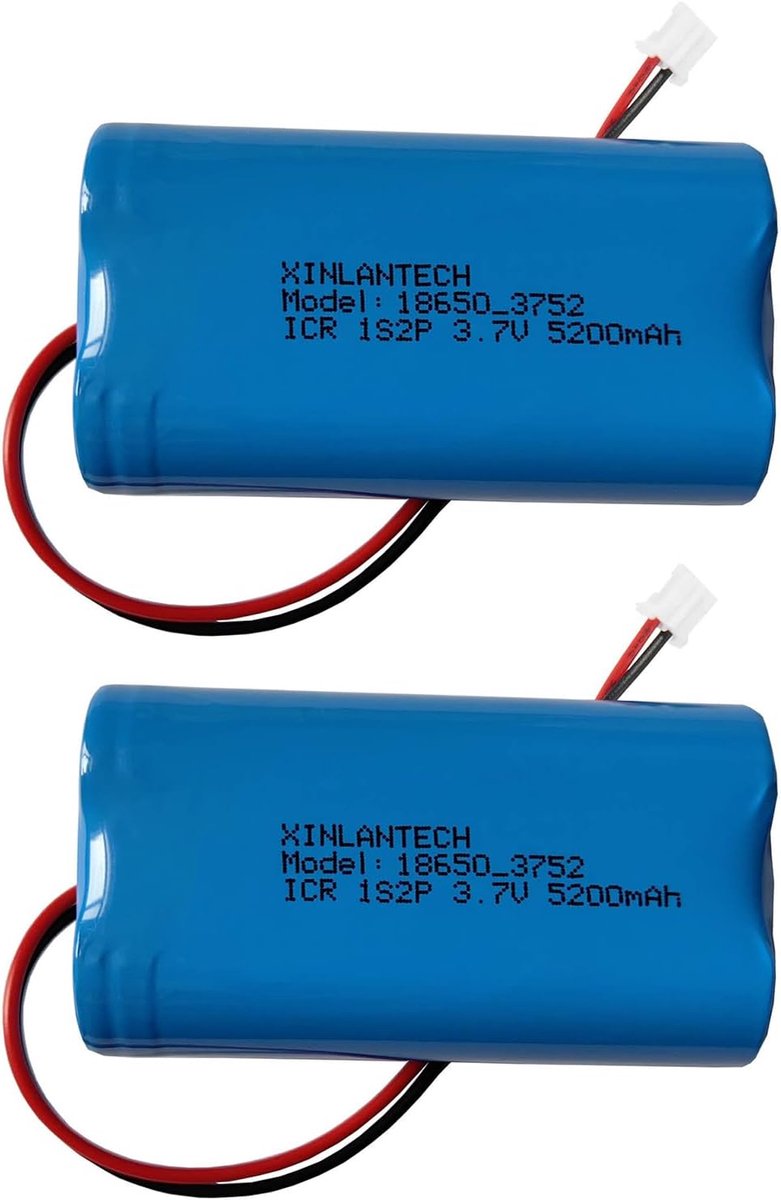 Oplaadbare lithium-ion batterij 5200mAh - 3.7V met PH2.0/2P plug - Bescherming tegen overspanning en overstroom - ShopVlot