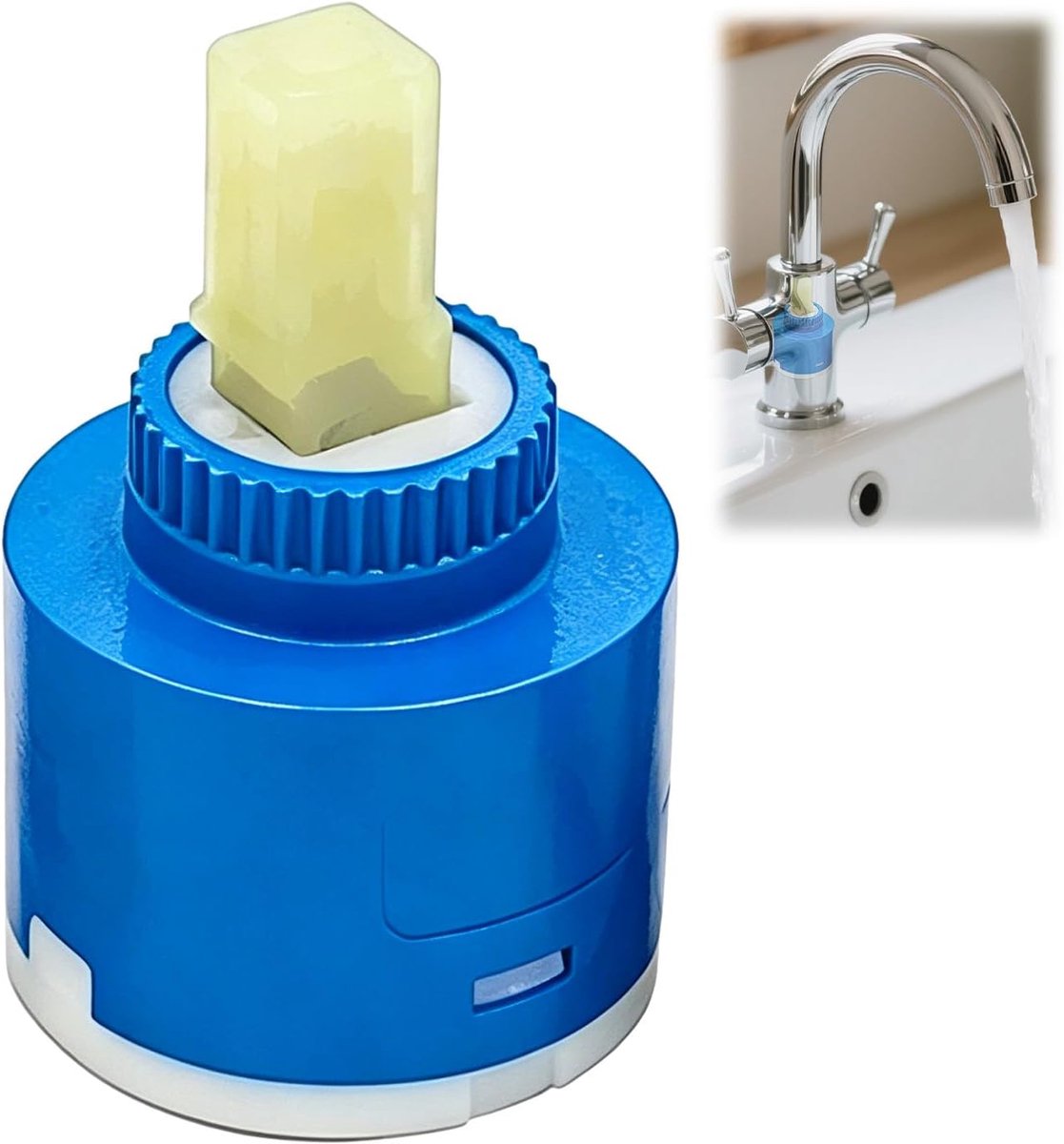 Cartridge 35 mm - keramische cartridge - platte voet - lekvrij ventiel voor mengkraan - ShopVlot