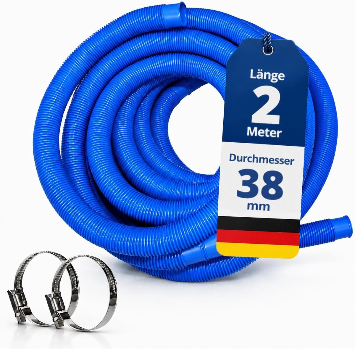 Zwembadslang 38 mm blauw - 2 m - duurzame kwaliteit - voor zwembad en tuin - ShopVlot