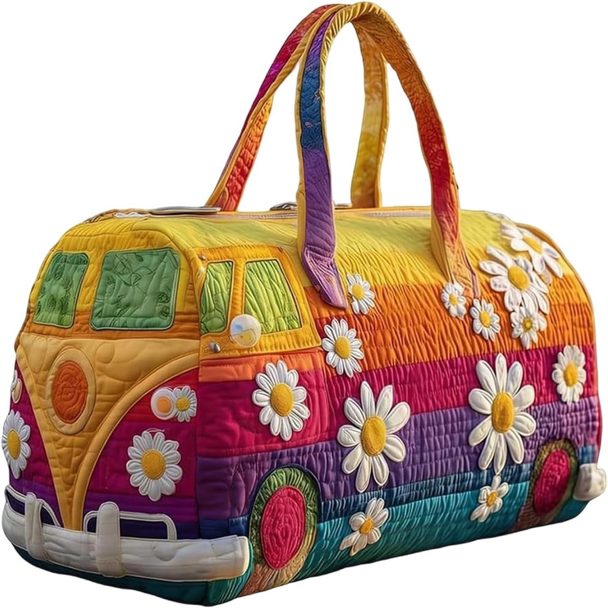 Reistas L - gewatteerd - vintage bloemen - grote capaciteit voor weekendtrips - ShopVlot