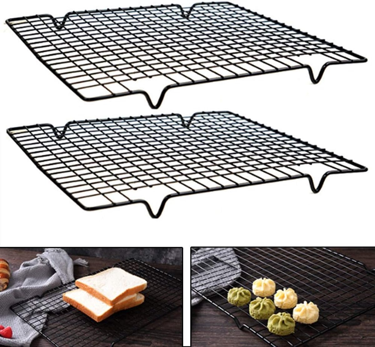 Koelrekken voor Taarten 2 Stuks - RVS - Antikleef Coating - Perfecte Luchtcirculatie - ShopVlot