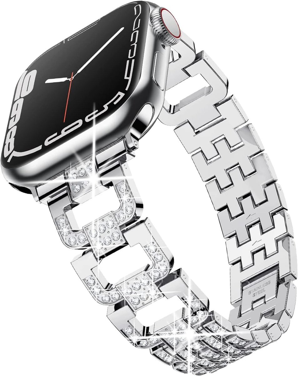 Horloge band 45mm/44mm/42mm - Bling metalen vervangband - Hoge kwaliteit - Stijlvol voor Apple Watch - ShopVlot