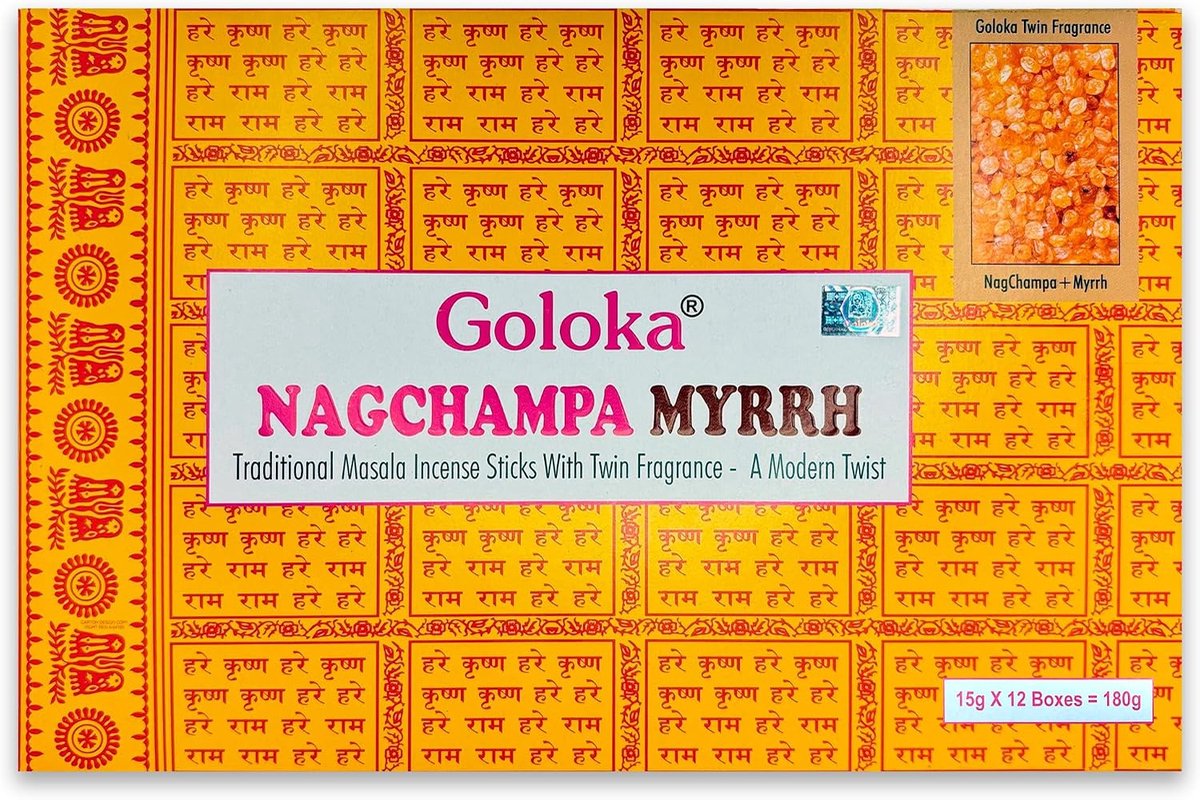 Wierookstokjes Goloka Nag Champa - Myrrh Fusion Series - 15g x 12 dozen - ideale geur voor meditatie - ShopVlot
