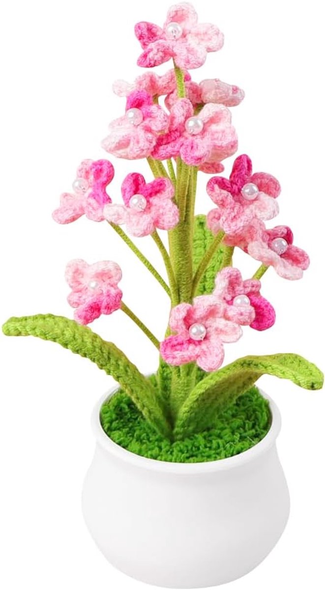 Handgemaakte haakbloemen 22cm - Kunstmatige potted plant - Buigbare steel - Perfecte decoratie voor auto en bureau - ShopVlot