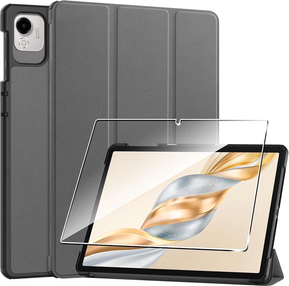 Hoes voor Honor Pad X9a - Grijs PU Leer - Auto Sleep/Wake Functie - Bescherming tegen Krassen - ShopVlot