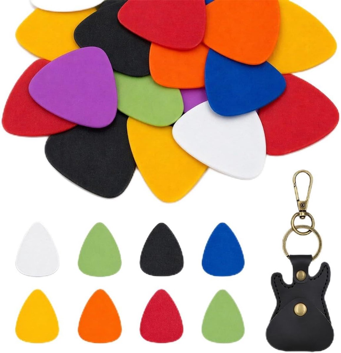 Plectrumhouder met 20 plectrums - 0,71mm gitaarplectrums - duurzaam antislip - ideaal voor soepel spelen - ShopVlot