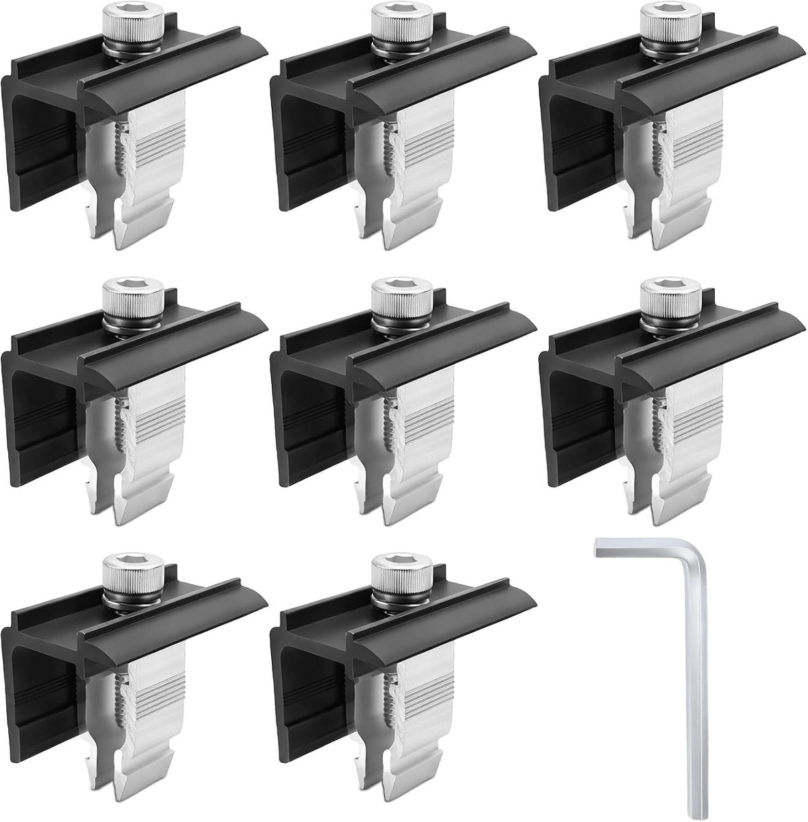 Endklemmen set 8 stuks - 30mm solar panel houder - hoogwaardig aluminium - stevige bevestiging - ShopVlot