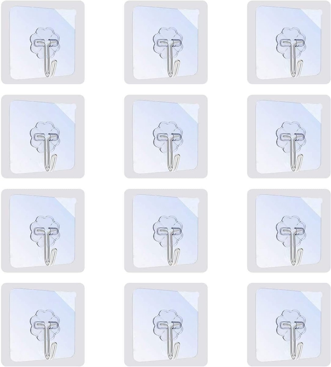 Transparante zelfklevende haken 12 stuks - PVC - 1 tot 3 kg draagvermogen - Perfect voor wanddecoratie - ShopVlot