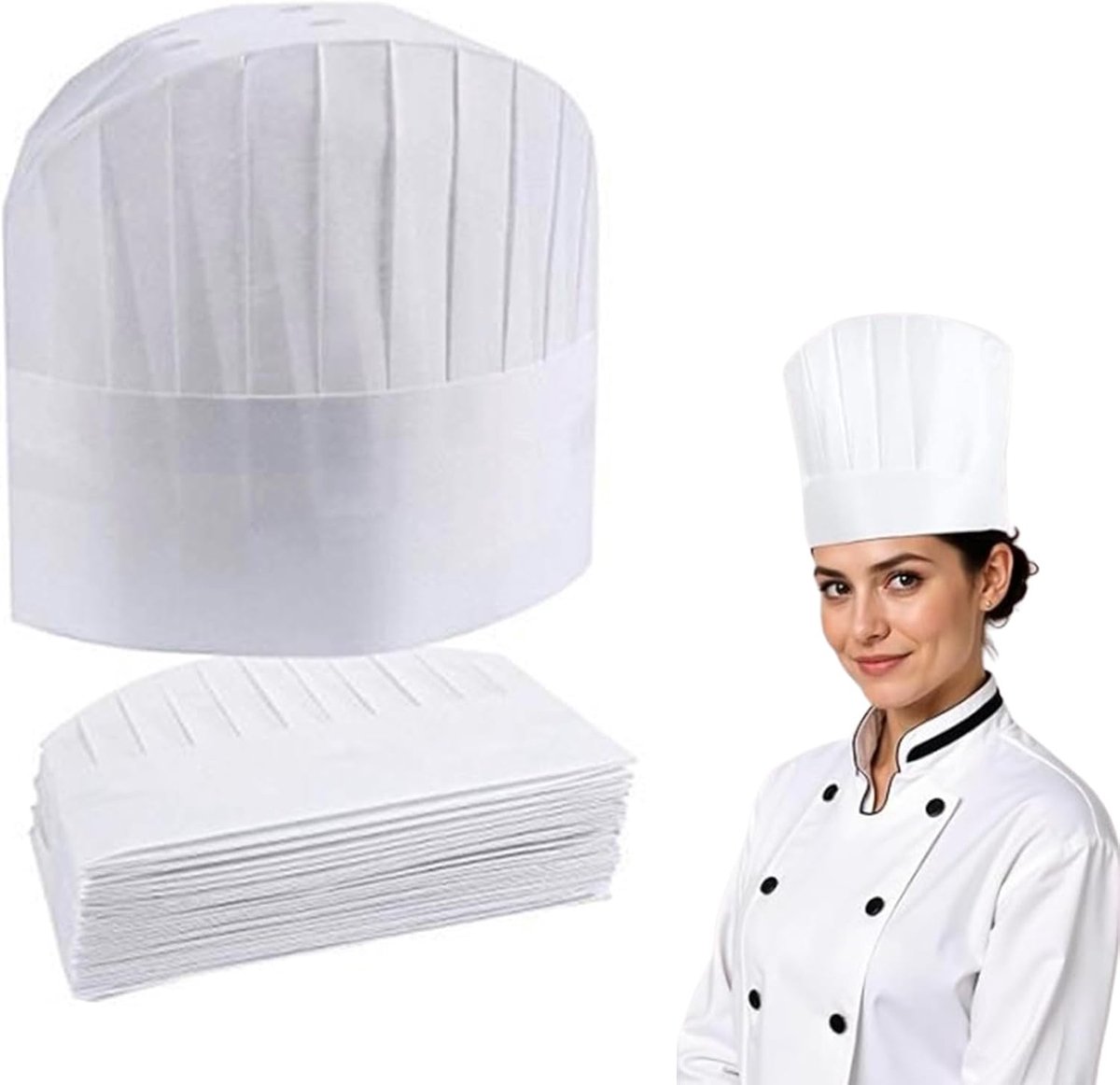 wegwerphulpmiddelen 15 stuks - papier chef-kappen - verstelbaar - ideaal voor professioneel gebruik - ShopVlot