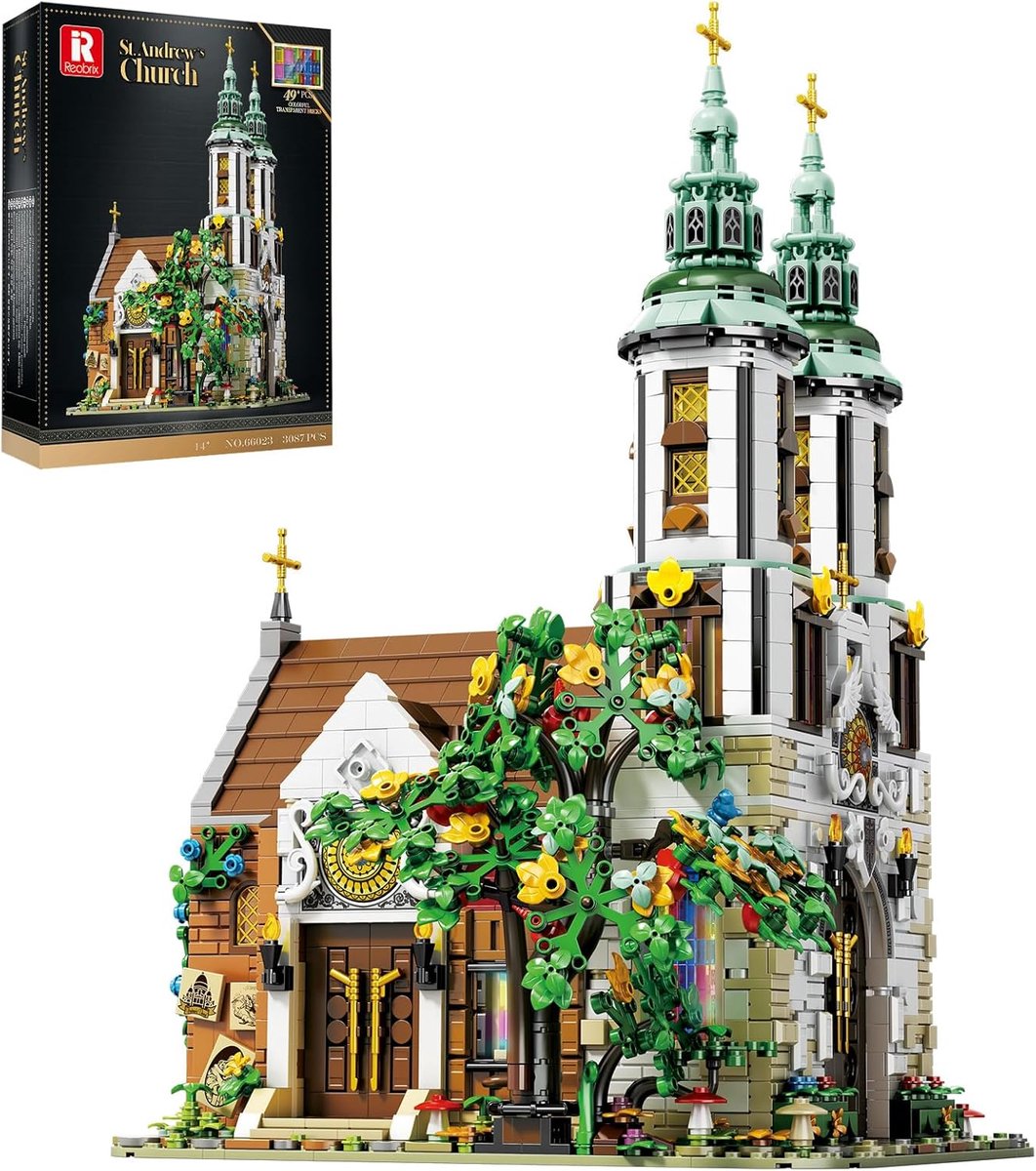 Bouwpakket St. Andrew's Church - 3087 stukjes - met LED verlichting - decoratie voor thuis of op kantoor - ShopVlot