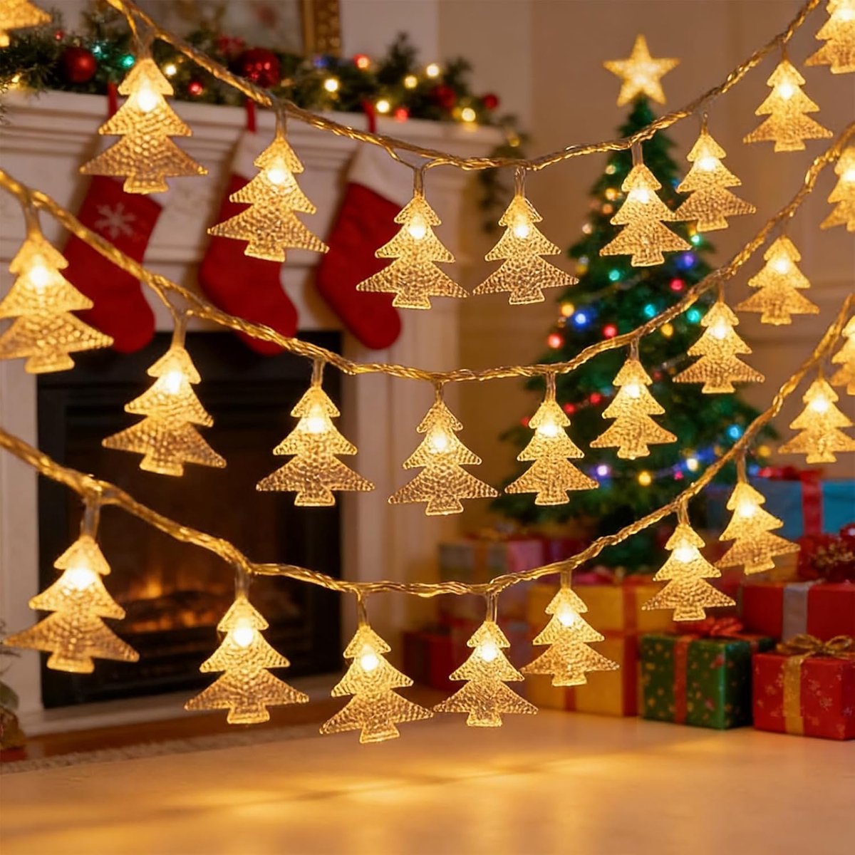Sfeerverlichting kerstboom 4 m - 20 LED op batterijen - 2 lichtstanden - warme sfeer voor binnen - ShopVlot