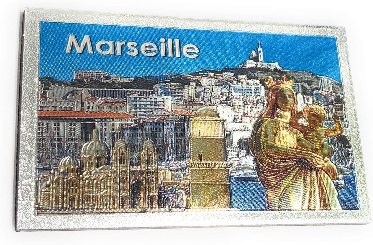 Magneet Marseille - 8 x 5 cm - kleurrijk ontwerp - ideaal als souvenir - ShopVlot