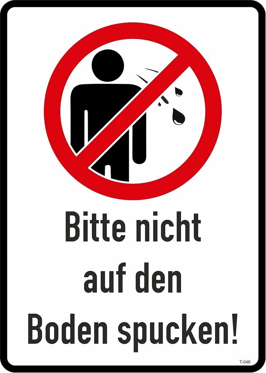 Sticker "Spuwen op de vloer verboden" 14x10cm - Zelfklevend - Glanzende UV-print - Voor hygiëne naleving - ShopVlot
