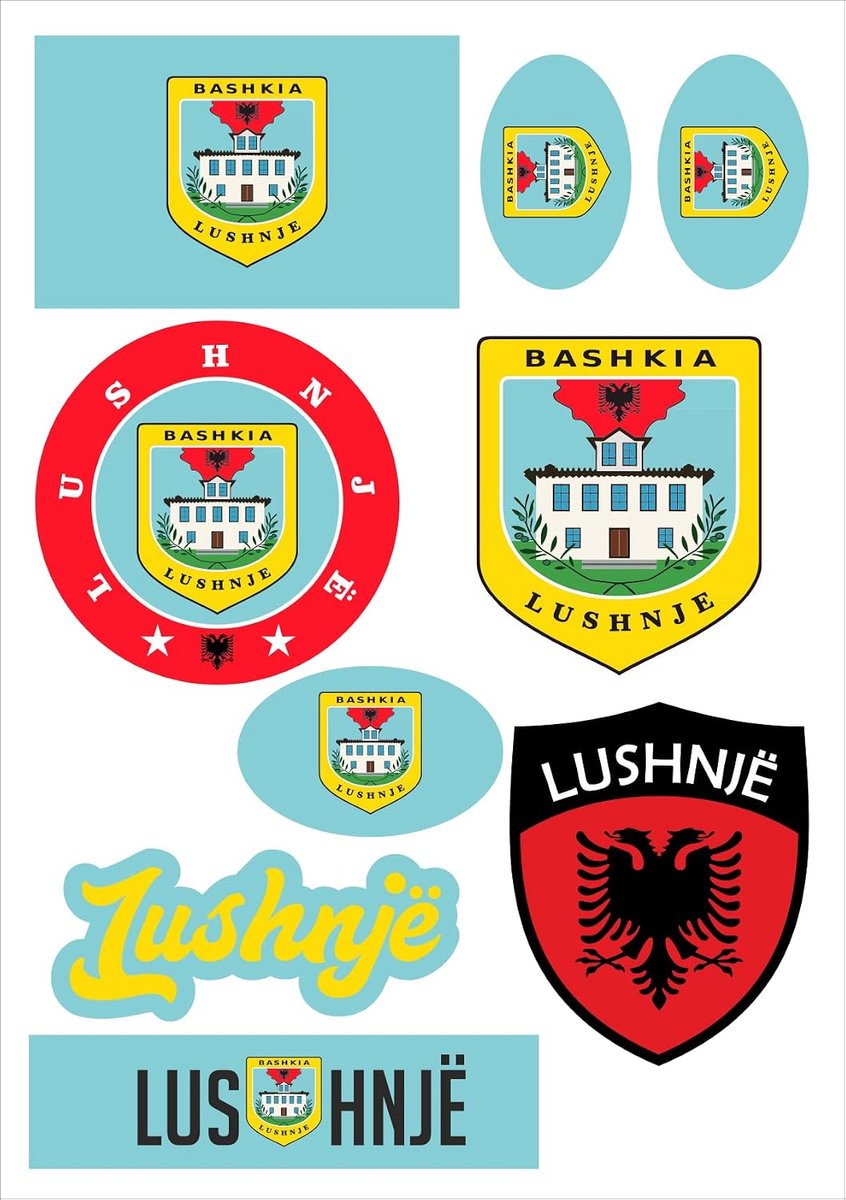 Sticker set 9 stuks - Lushnja Albanese vlaggen - Vinyl - Voor auto, motor en scooter - ShopVlot