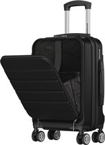 TRVLMORE Reiskoffer - 54x37x23 cm - Met Voorvak- 44L - TSA-slot - 4 Wielen - Zwart