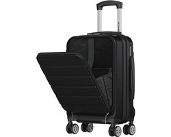 TRVLMORE Reiskoffer - 54 × 37 × 23 cm - Met Voorvak- 44L - TSA-slot - 4 Wielen - Zwart