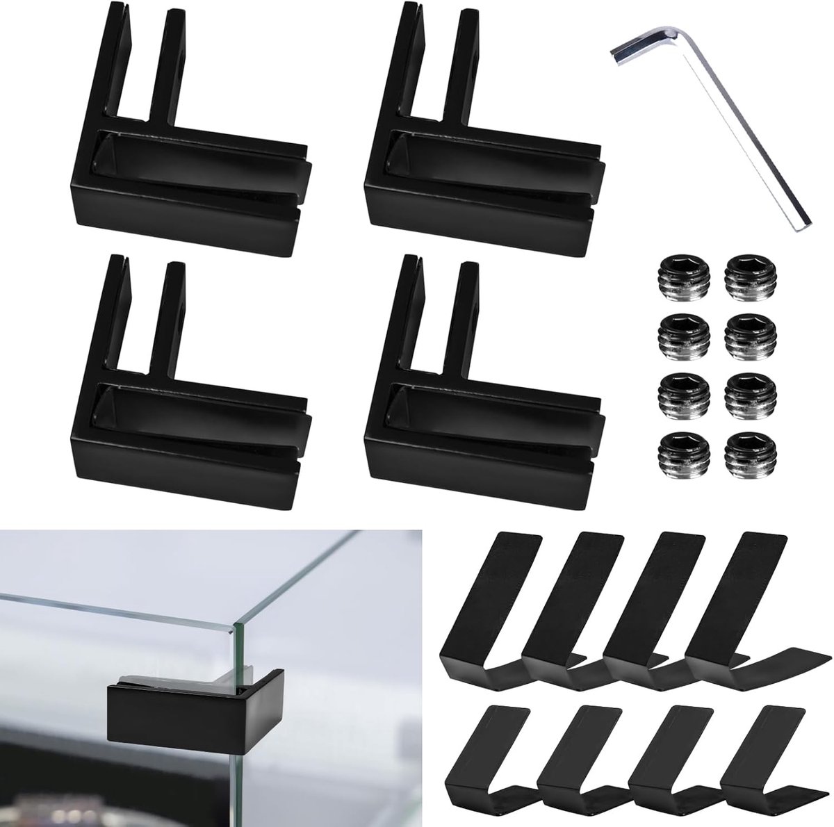 Glas bevestigingsklem 10-12mm - RVS 304 - Zwart 90 graden - Voor trappen en balustrades - ShopVlot