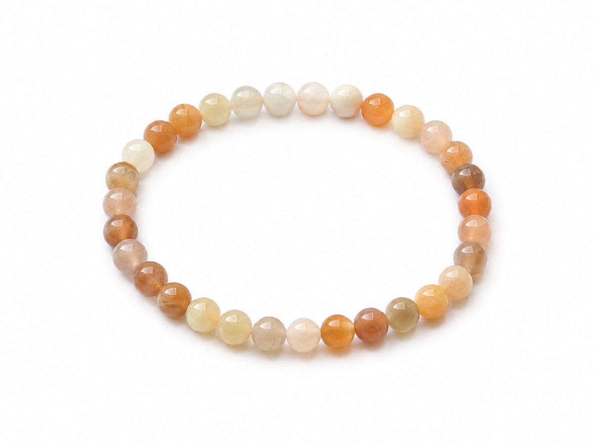 Maansteen Armband - Mix maansteen armband - Diverse kleuren maansteen armband – 6 mm Kralen – Diameter 16 cm – Elastische Meerkleurige Edelsteenarmband- Armband - Edelsteen armband - Maansteen edelsteen armband - Maansteen