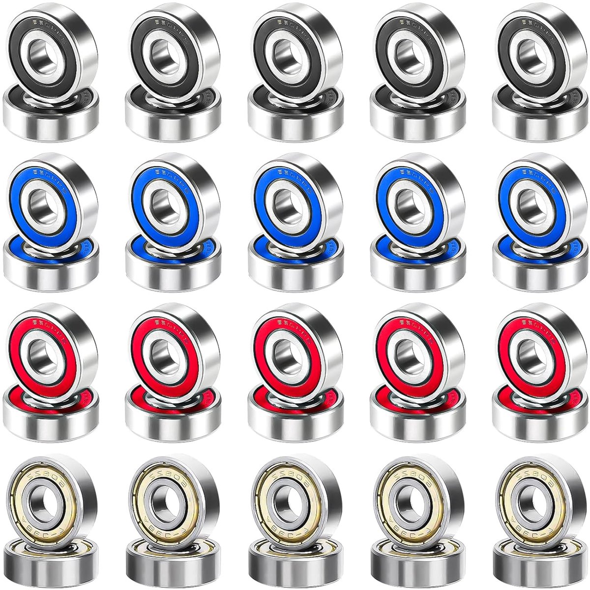 Kogellagers 8 x 22 x 7 mm - Dubbel afgeschermd - Duurzaam en slijtvast - Geschikt voor skateboards - ShopVlot