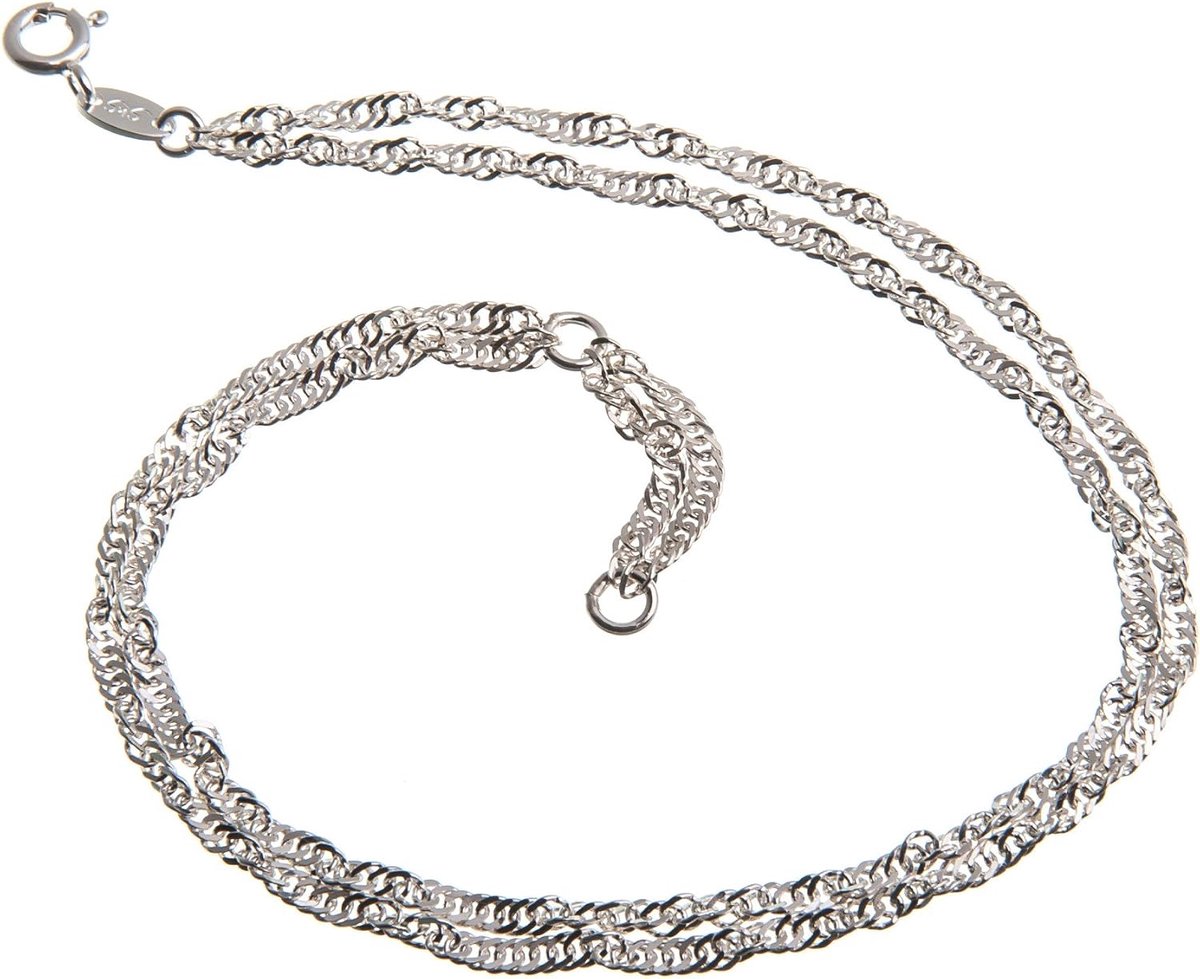 Enkelbandje dubbele rij schakels - 2.3mm breed - 925 sterling zilver - elegant voor elke gelegenheid - ShopVlot