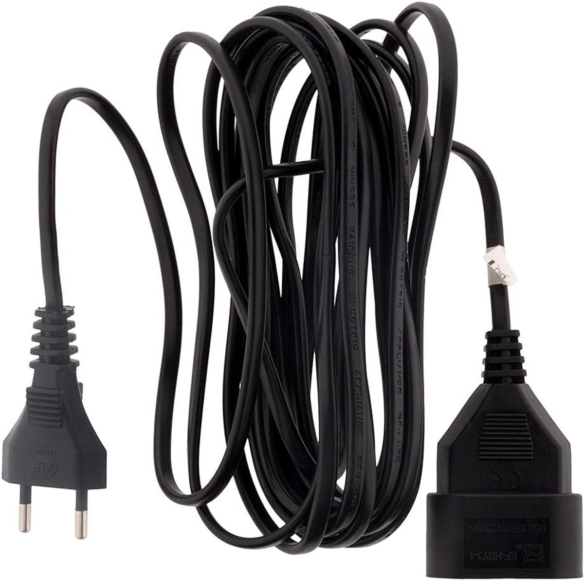 Thijox - Elektrische Verlengkabel 6A HO3VVH2-F 2x0.75 mm² - Kindveilige Verlengkabel Zonder Aardestekker - Schokbestendig en UV-bestendig - Zwart - 2m