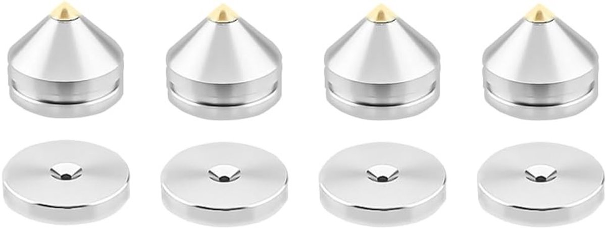 Speaker Spikes Set van 4 Stuks - Metalen Isolatievoeten met Lijmpads voor Geluidssystemen en Subwoofers, Schokbestendige Basis