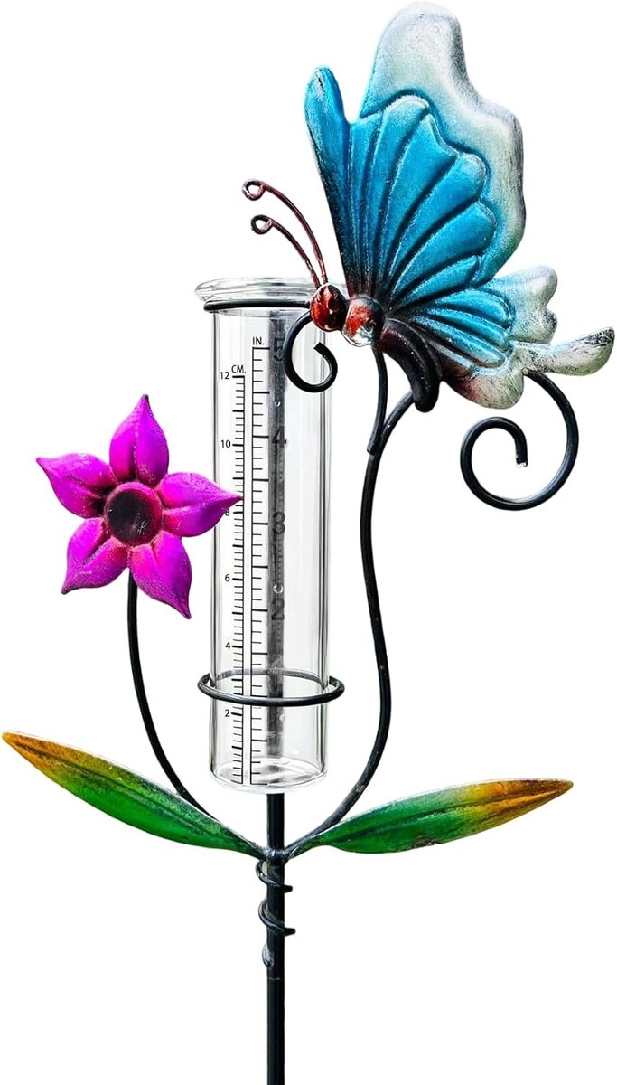 Thijox - Regenmeter Vorstbestendig, Analoge Neerslagmeter met Metalen Grondpen, Tuindecoratie en Tuinaccessoires voor Gazon, Pad, Binnenplaats en Vijv