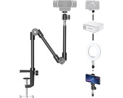 Webcamhouder met Magic Arm mobiele telefoonhouder, 22 inch camerahouder tafel en tafelstatief camera voor projeto ringlicht Logitech C920 C930e C920S C922 C615 C960 Brio Gopro Hero 8 7 6 5 (1/4