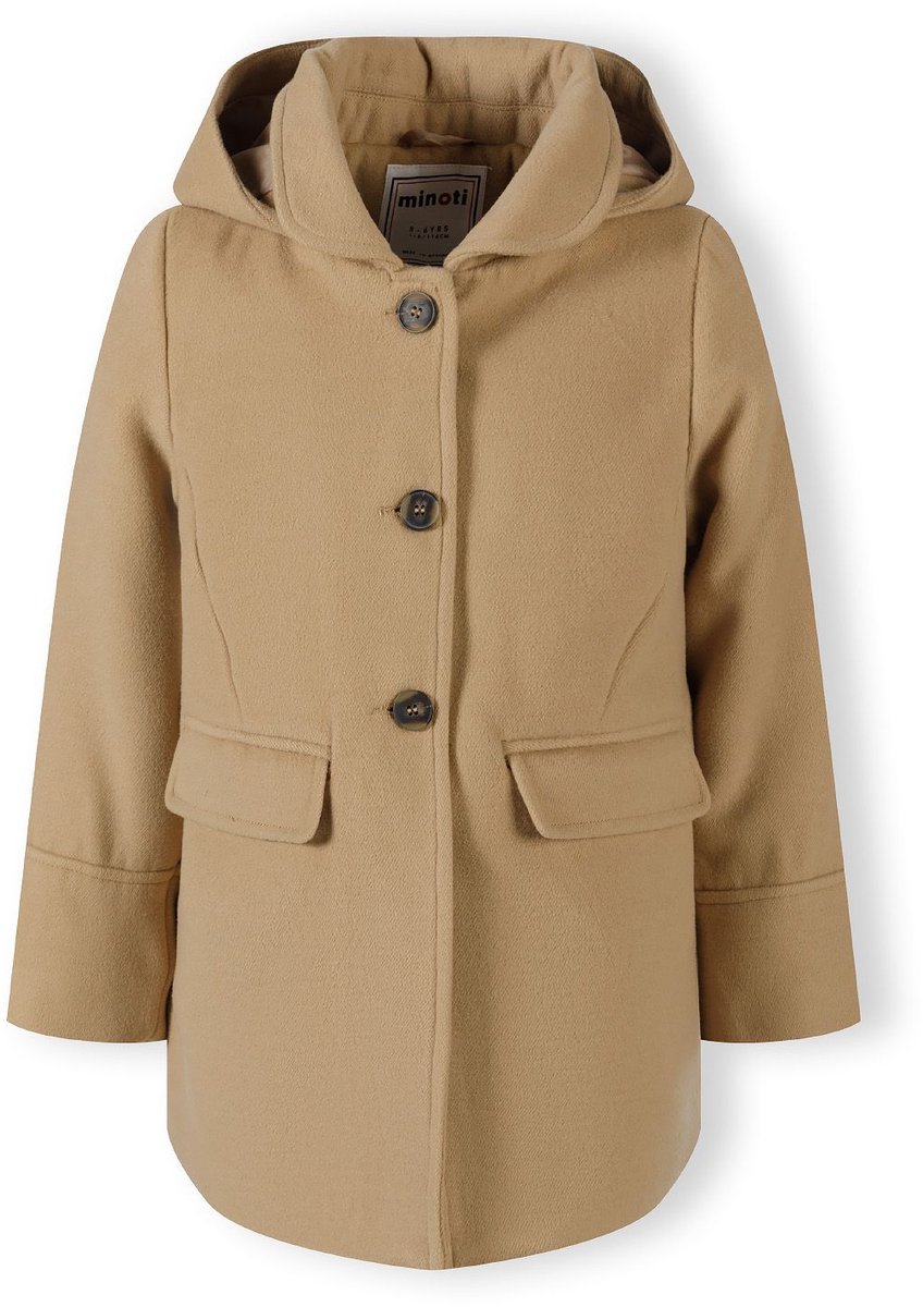 Minoti gewatteerde winterjas meisjes met capuchon - viscose - beige