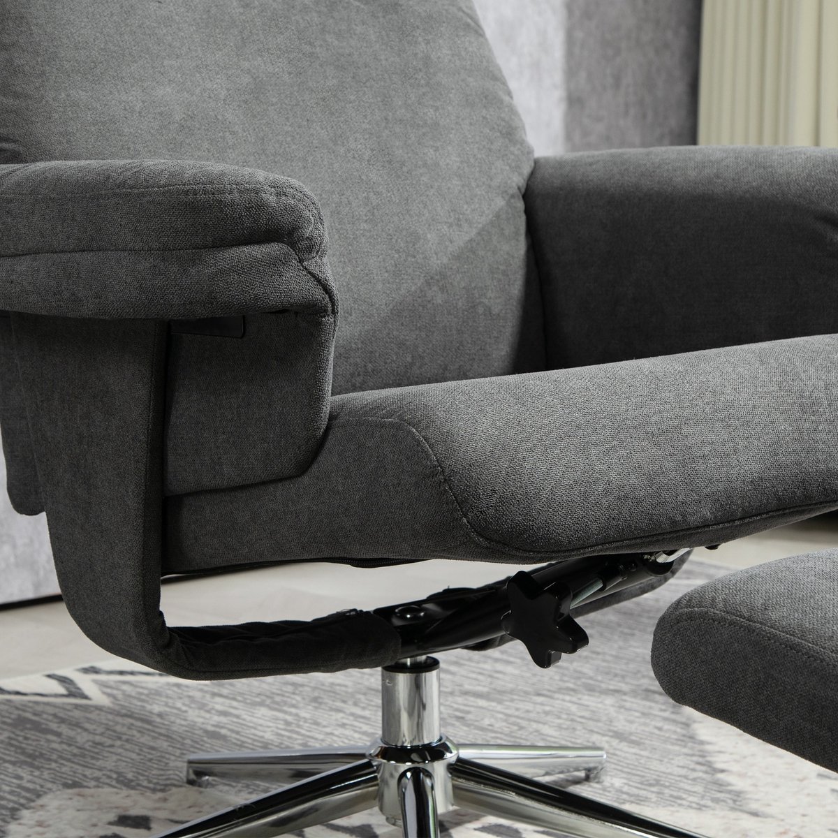 YYchan fauteuil met voetenbank - grijs - 85 x 78 x 106 cm