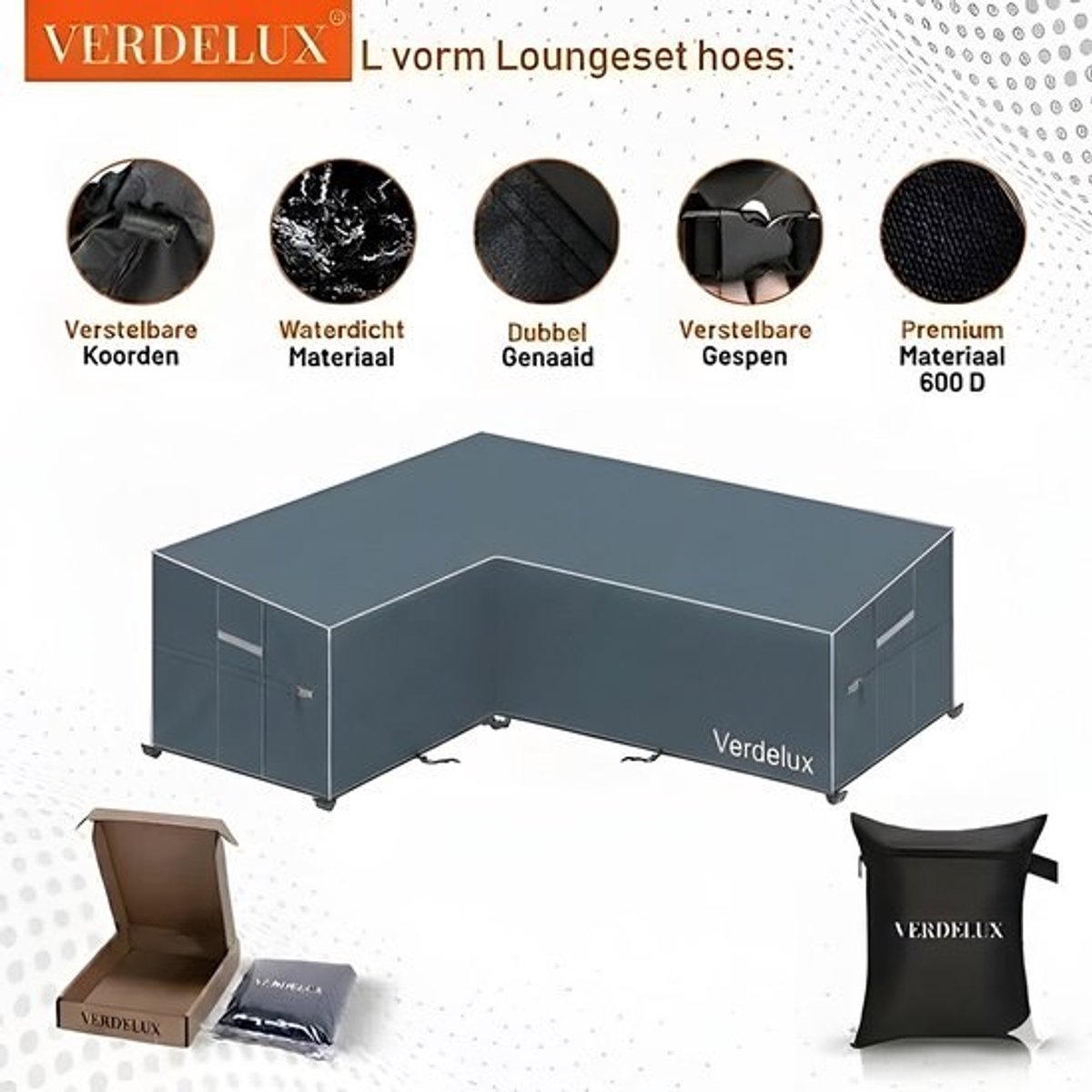 Verdelux Loungesethoes Verdelux Trapeziumvorm 301x301x90 cm Antraciet Oxford