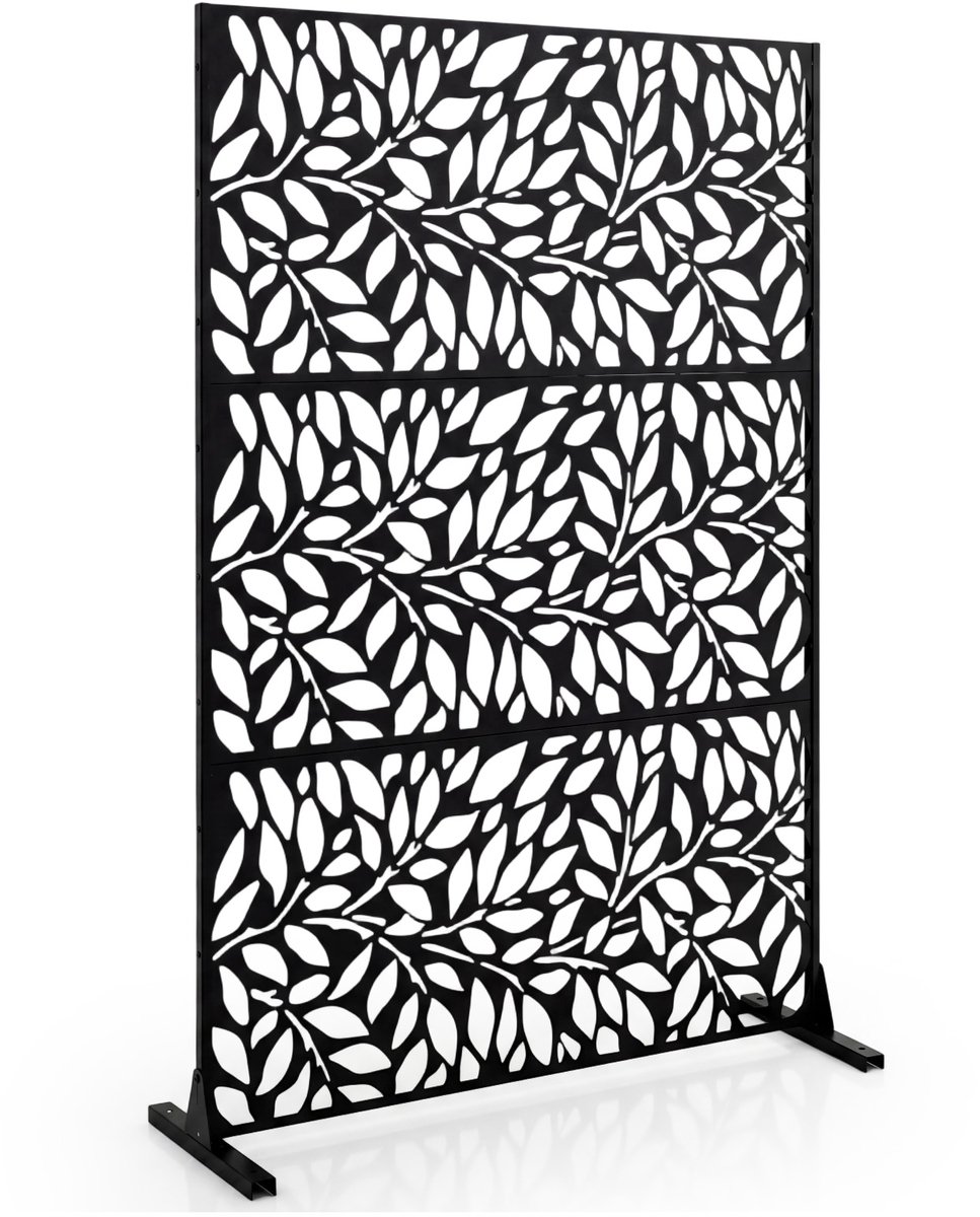COSTWAY Privacy-scherm Tuin, 121 x 183 cm, Ruimteverdeler Scheidingswand vrijstaand | Balkonprivacy-scherm weerbestendig, Scheidingswand van verzinkt staal, Paravent Outdoor met standaard, Balkon Terras (Blad)