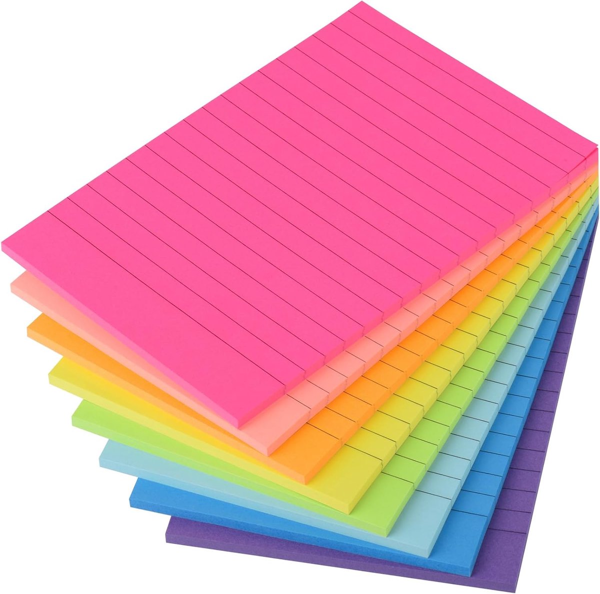Thijox - 8 Kleuren Gelinieerd Sticky Notes - 100x150mm Zelfklevende Notitieblaadjes - 320 Pagina's voor Kantoor, Thuis, School, Daglijst en Notitieblo