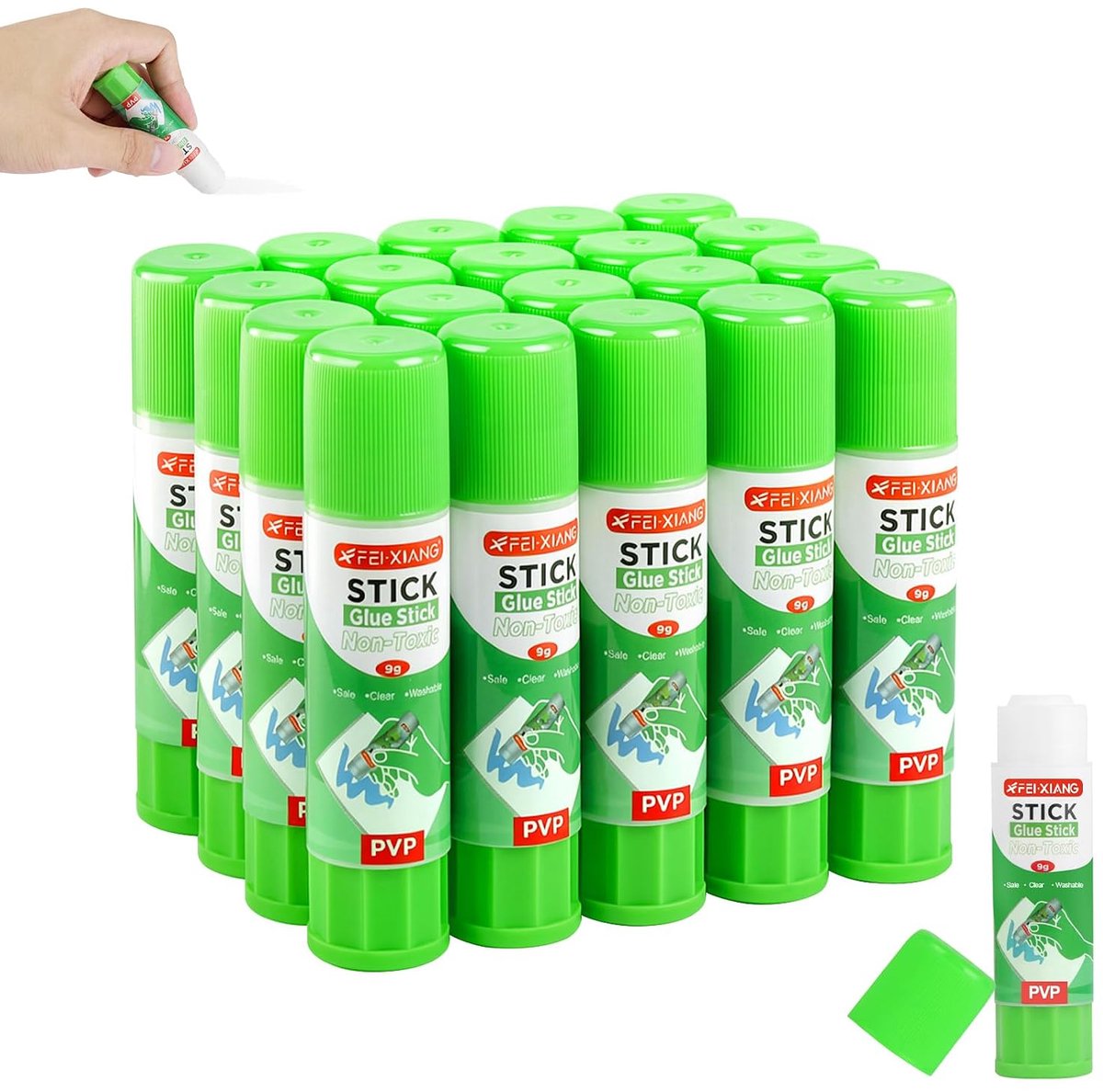 Thijox - 20 stuks Witte Lijmstiften, Oplosmiddelvrij, 9 g, Sneldrogend, Milieuvriendelijk, Ideaal voor School, Kantoor en Creatieve Projecten