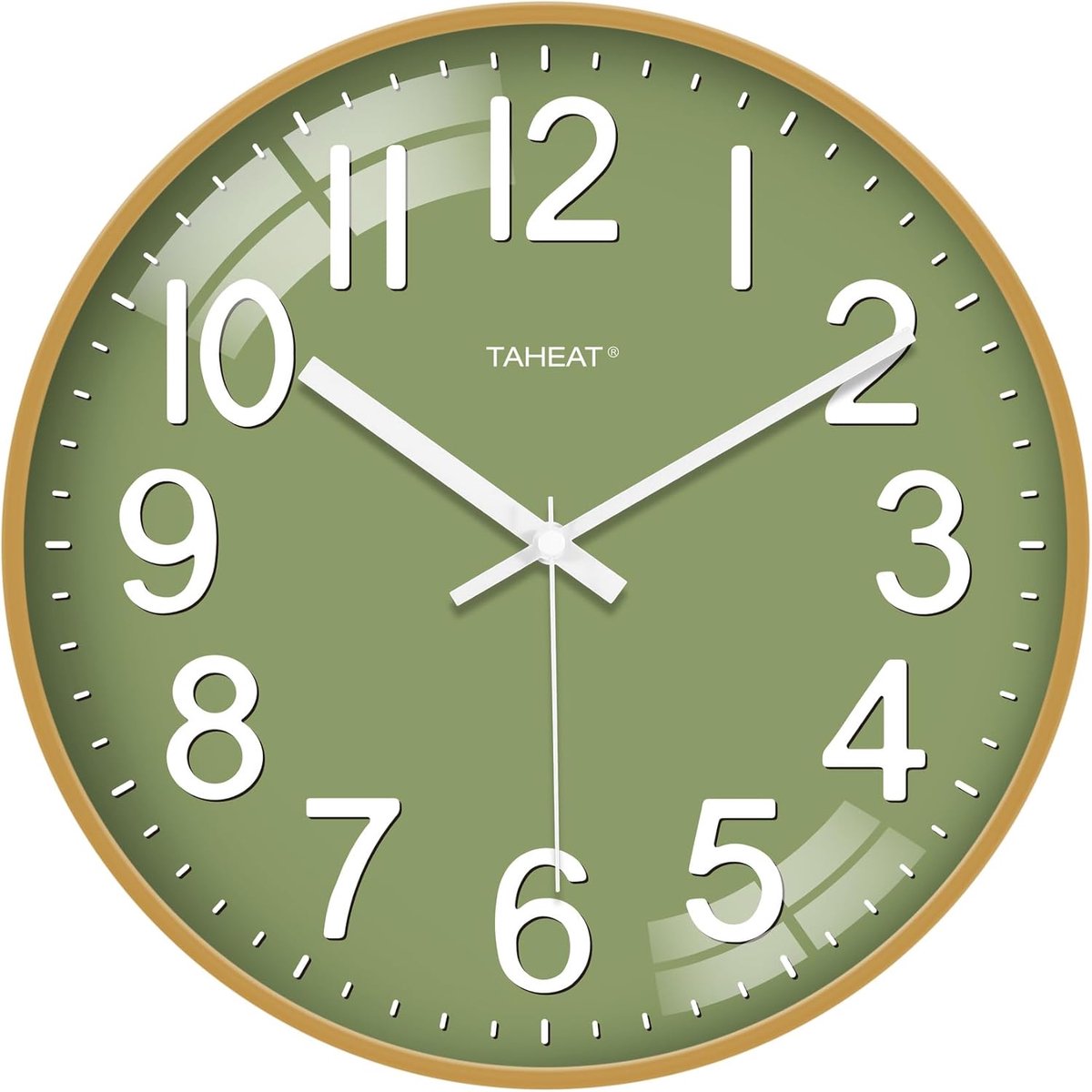 SnelShoppen - Moderne Groene Wandklok 20cm - Stille Quartz Klok voor Woonkamer, Slaapkamer, Kantoor en Keuken - Eenvoudig Af te Lezen met Grote Witte