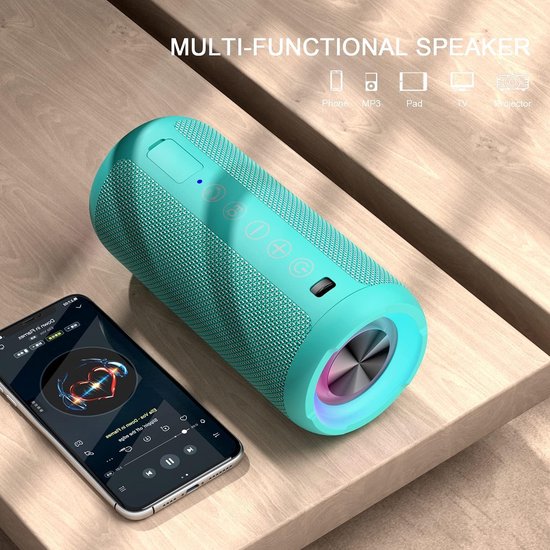 Bluetooth Luidspreker met LED Verlichting - Draagbare Mini Speaker met 360° Surround Geluid, IPX7 Waterdicht, Handsfree Bellen, AUX & TF Kaart Ondersteuning — afbeelding 3