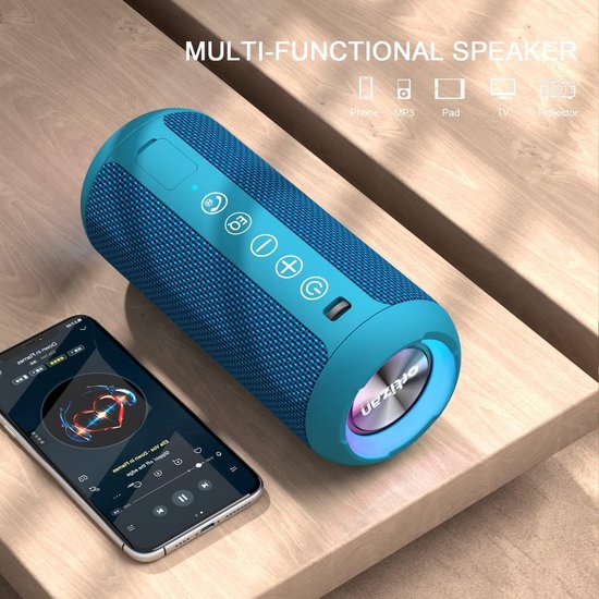 Bluetooth Speaker Draagbaar - Mini Bluetooth Luidspreker met LED-verlichting, IPX7 Waterdicht, 360° Surround Geluid, Handsfree, AUX & TF-kaart — afbeelding 4