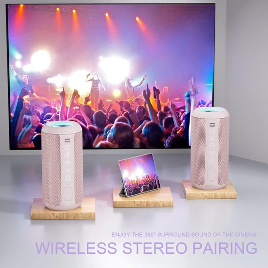 Bluetooth Luidspreker met LED Verlichting - Draagbare Mini Speaker met 360° Surround Sound, IPX7 Waterdicht, Handsfree Bellen, AUX & TF Kaart Ondersteuning — afbeelding 4