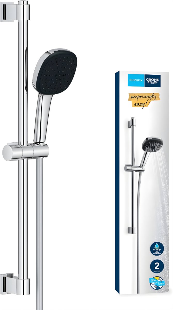 Ploutos® Regendouche - Handdouche Met 2 Straalsoorte - Extra Waterbesparend - Chrome - 14cm x 11cm x 60cm