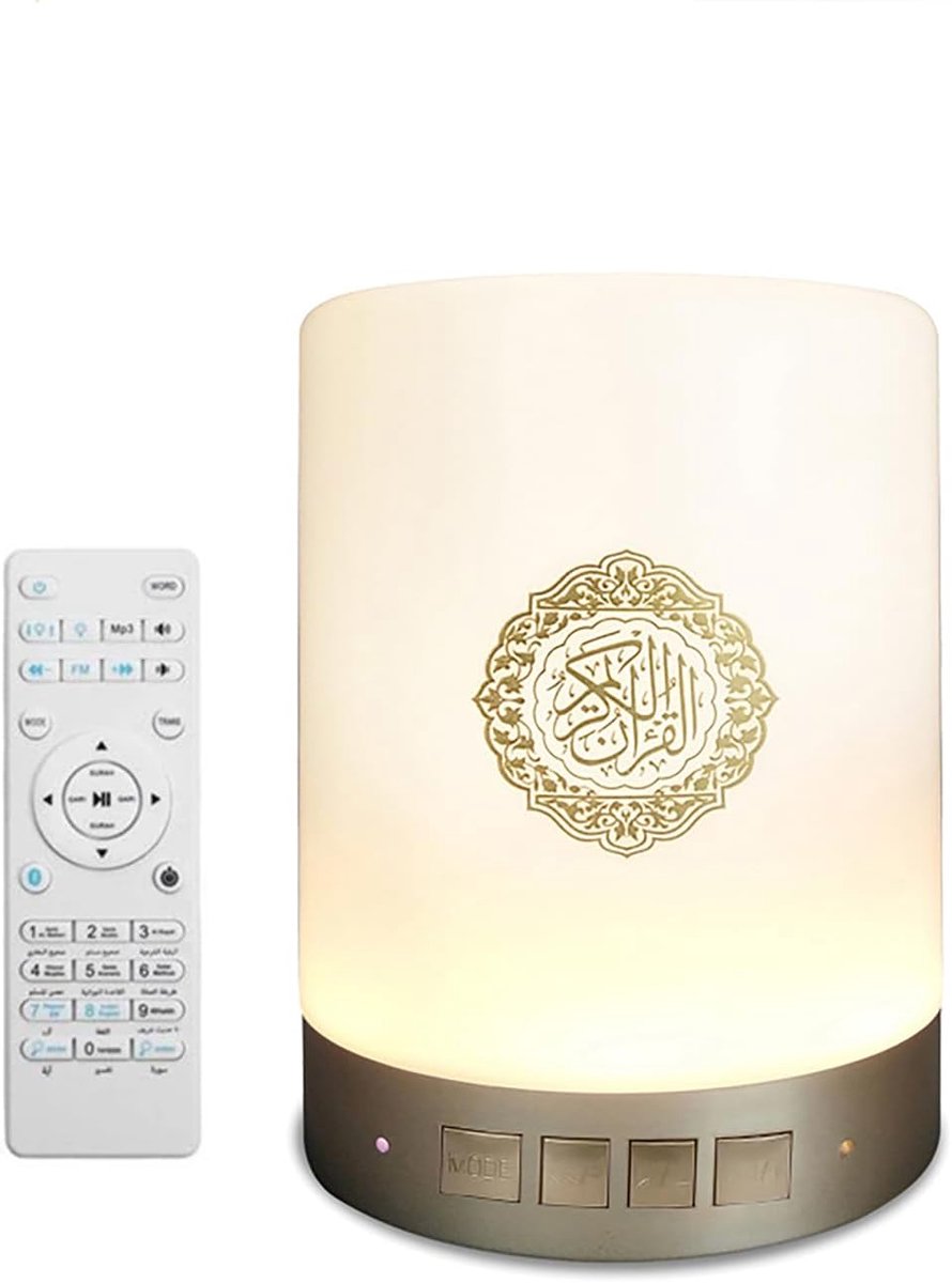 Thijox - Draagbare Koran-luidspreker en LED Nachtlamp met Bluetooth, Aanraakfunctie, Afstandsbediening en APP, 5W Luidspreker, 2000mAh Batterij, 16 Ta