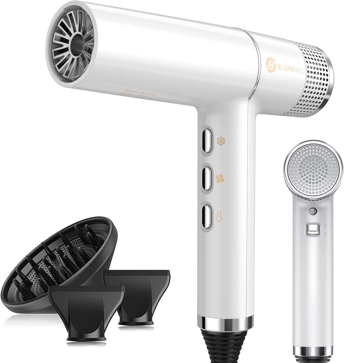 SnelShoppen - Professionele Föhn met Oxy Active Technologie, Brushless Motor, 2000W, LED Display, Innovatieve Microfilter, Wit, Voor Thuisgebruik en S