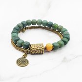 Mei's - Tibetan Copper Bodhi - armband dames - koper groen - polsmaat 17,5 cm