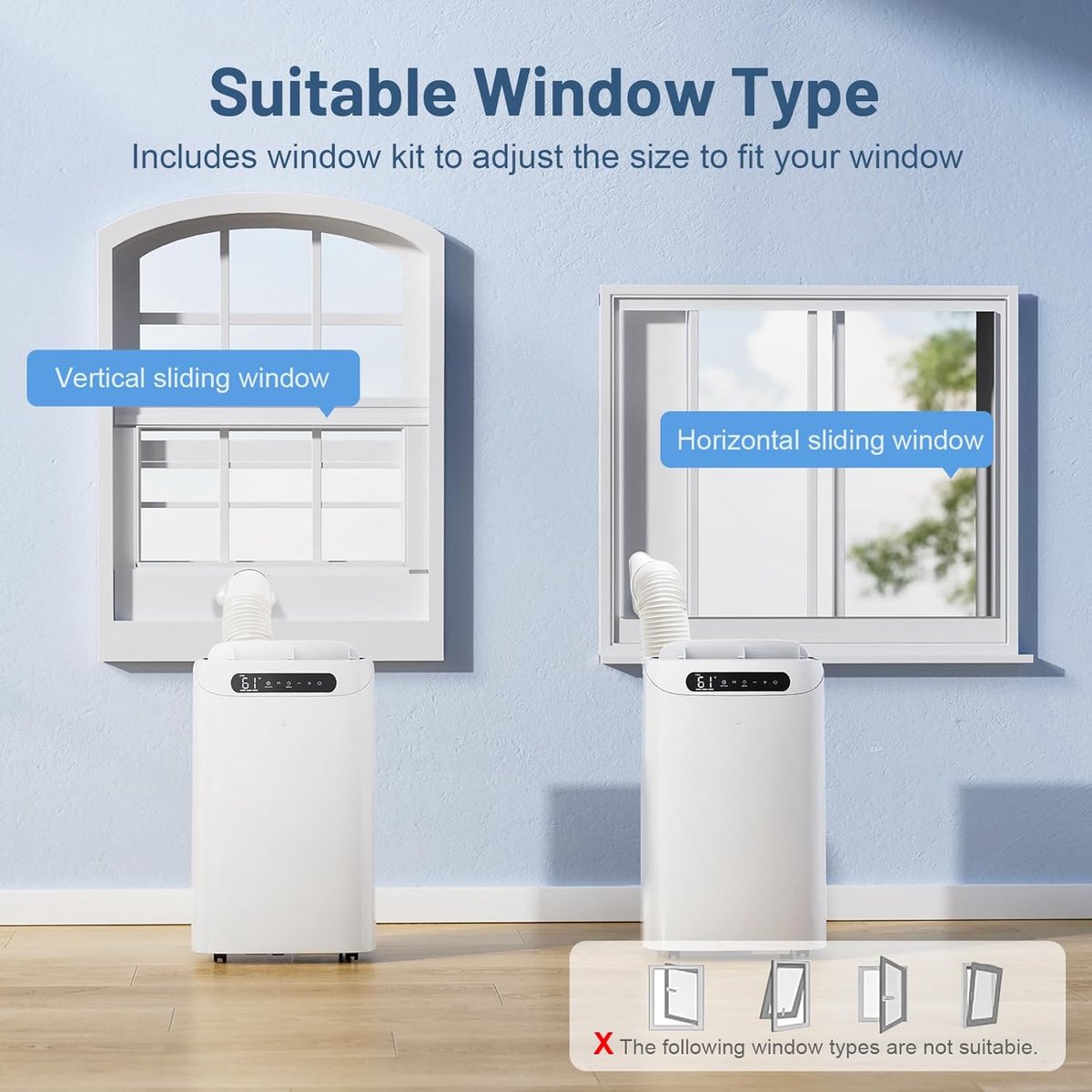 Mobiele airco 14000 BTU stille airconditioner met ontvochtiger slaapstand afstandsbediening 65 m² – foto 3